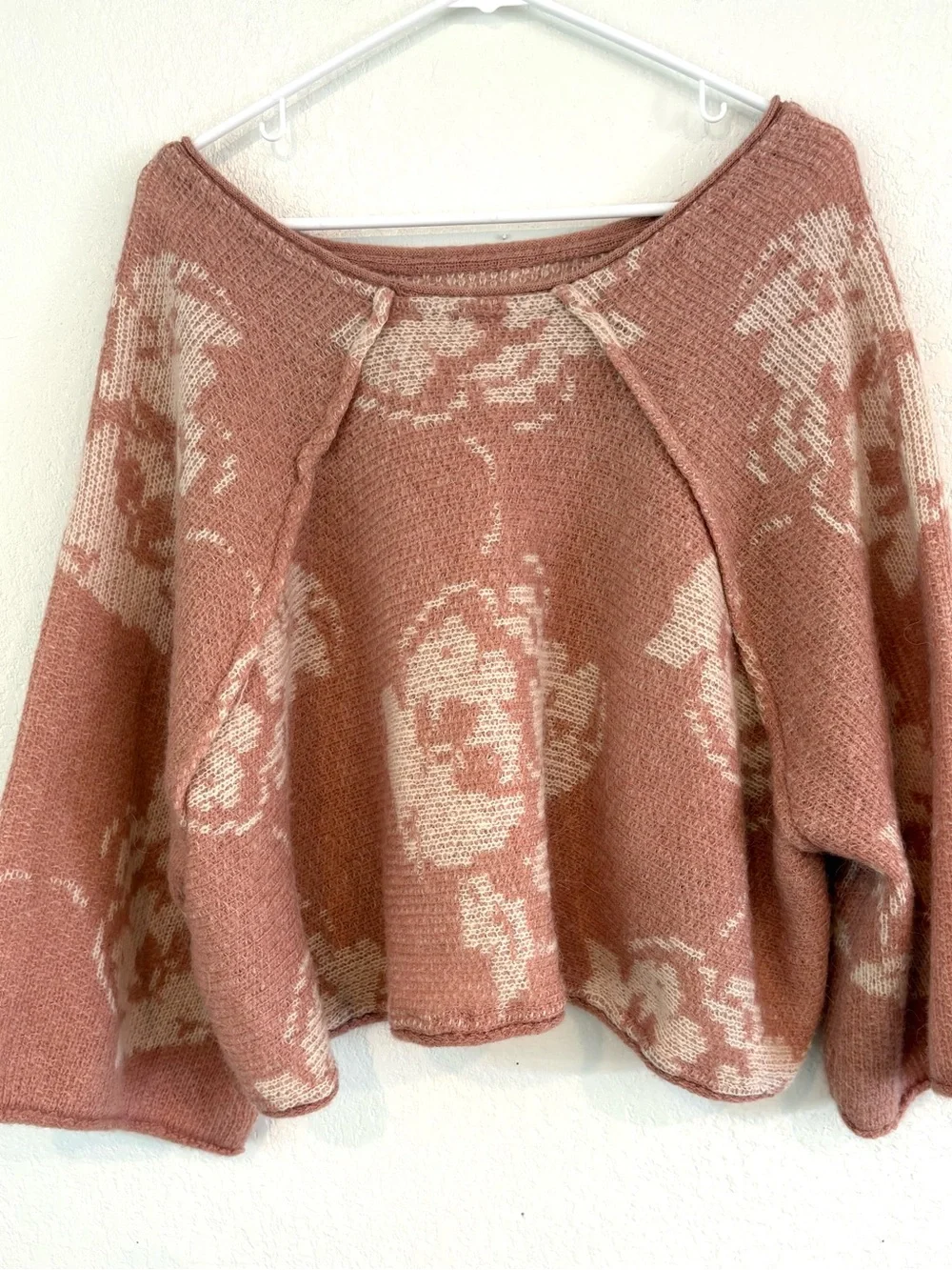 Free People Rosewood Floral Scoop Neck Knit Sweater